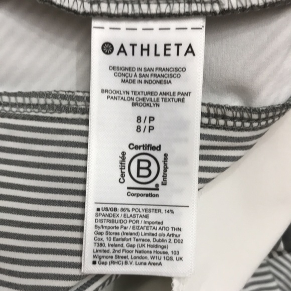 Athleta Brooklyn Textured Ankle Pant City Stripe Black/Sea Size 8 Petite - Picture 13 of 14